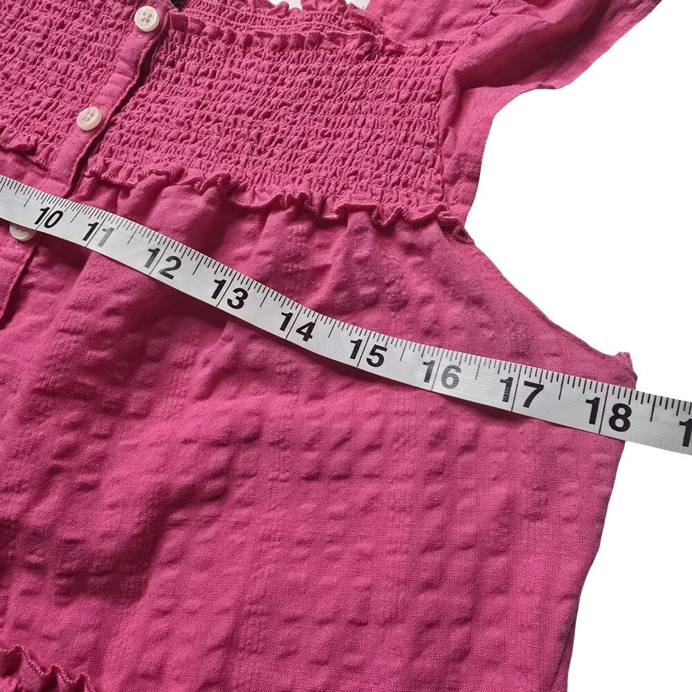Old Navy Pink Smocked Midi Dress M Tiered Ruffle Strap Cottagecore Sundress - Picture 12 of 12